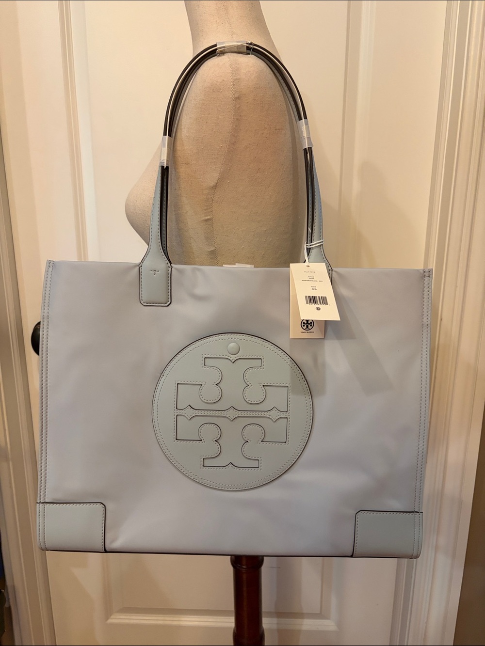 Tory Burch Pale Blue Icon Nylon/Leather Ella Tote